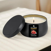 Strawberry Scented Candle in Black Tin – Sweet & Bold